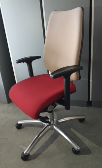 Fotel obrotowy ONDA czerwono-beżowa, chrom