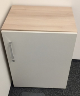 Szafka Steelcase 2OH dąb bielony/białe drzwi małe JASNY, wąska